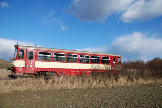 A small local train in the country scenery