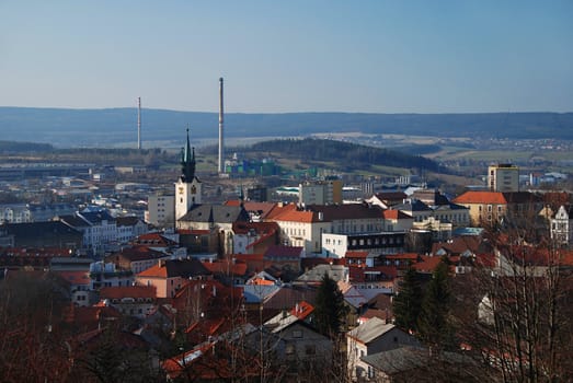 View at the industrial Czech city of Pribram in the Southern Bohemia