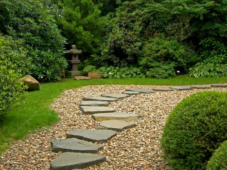           Zen Path in a Japanese botanical garden in Prague