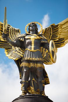 Monument of Angel in Kiev, independence square. Downtown of a capital
