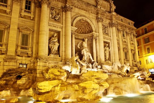 Fountain di Trevi - most famous Rome's fountains in the world. Italy.
