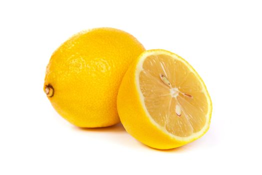 Lemon Cut in Half Isolated on White Background