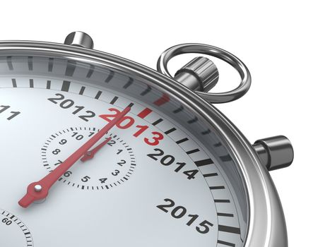 year calendar on stopwatch. Isolated 3D image