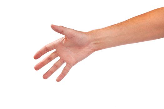 Hand gesture of male isolated on a white background