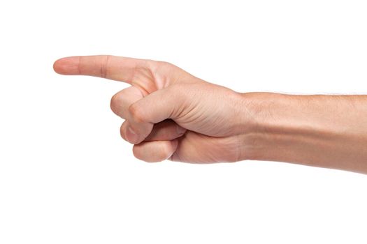 Man index finger isoalted on a white background