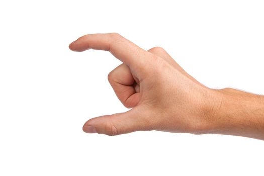 Well shaped male hand reaching for something isolated on a white background