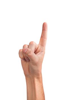 Man index finger isoalted on a white background