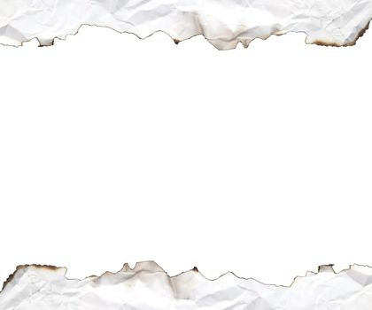 burnt edge paper with space for text on white background