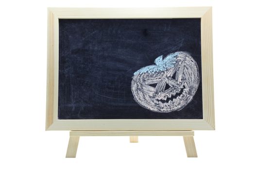 chalk drawing of halloween concept on blackboard with copy space