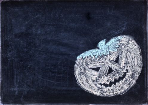 Halloween free drawing on blackboard with copy space
