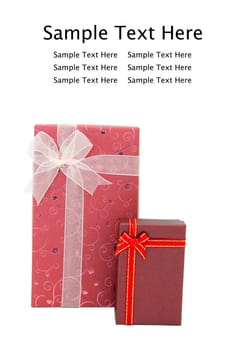 isolated red gift boxes with space for text