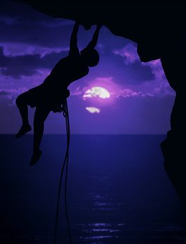 rock climbing moon background