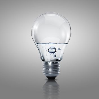 Electric light bulb with clean water inside it