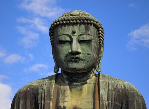 Detail of the Giant buddha statue (Daibutsu) at Kamakura city, Japan