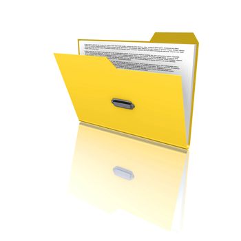 orange folder with files on white background