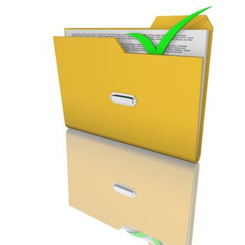 orange folder with files on white background