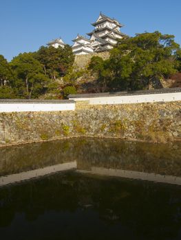 Himeji Castle Complex reflects on the three country moat