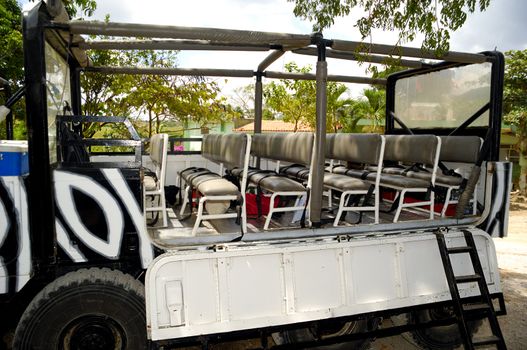 Empty safari truck waiting for tourists