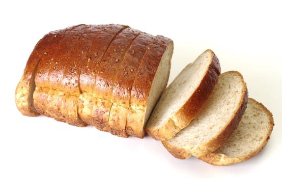 Whole wheat bread on white background