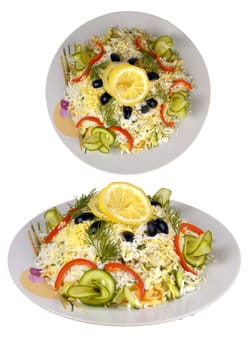 food on a plate on a white background