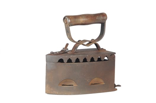 Old iron, coal iron flatiron on the white background