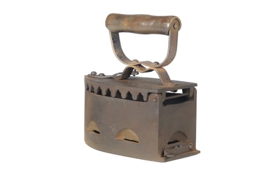 Old iron, coal iron flatiron on the white background