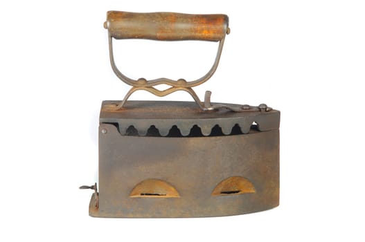 Old iron, coal iron flatiron on the white background