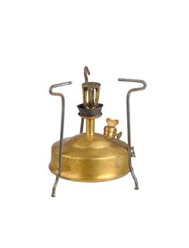 Old camping stove primus on white  background