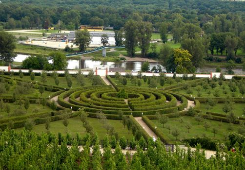          Park maze from hedge in Troja in Prague