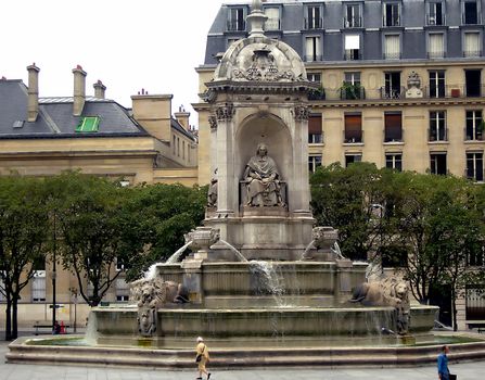 Famous fountain of the four cardinals in Paris in France