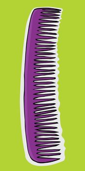 Purple hand comb illustration over colored background