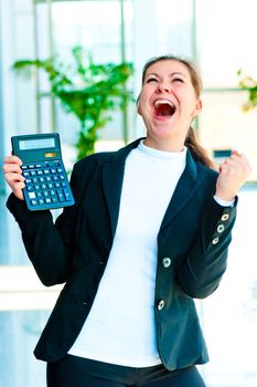 Businesswoman in awe of their success