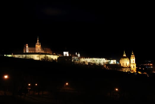 Prague castle in the night - residence of czech president 