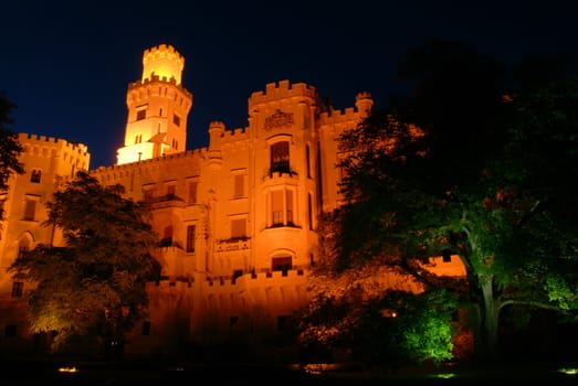 Beautiful renaissance castle Hluboka i the Czech Republic is located in rose gardens