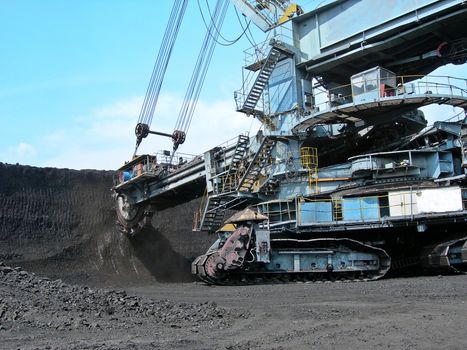           Heavy machine - brown coal digger is in action