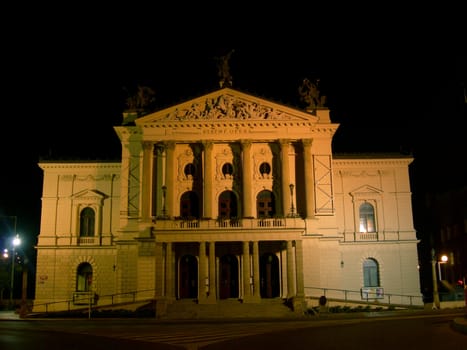  Historical building of the State opera in Prague at night   