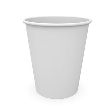 White paper cup. Isolated render on a white background