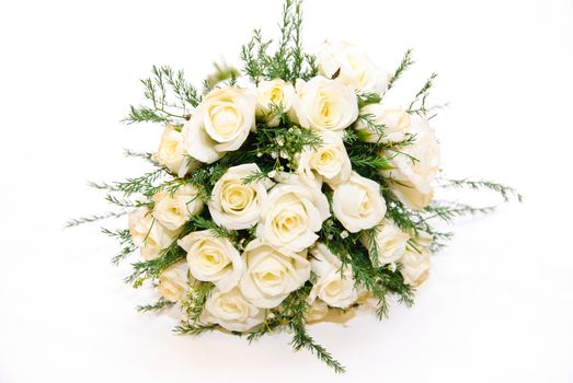 Bridal bouquet of white roses