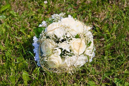 Bridal bouquet of white roses