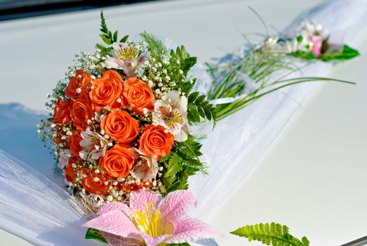 Bridal bouquet of red roses