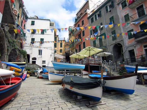 Italian village pn coast in Liguria