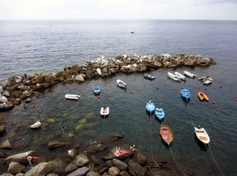 Italian village pn coast in Liguria