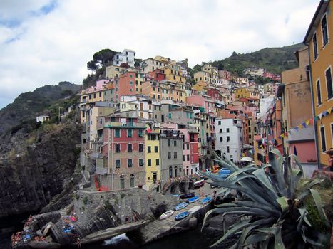 Italian village pn coast in Liguria