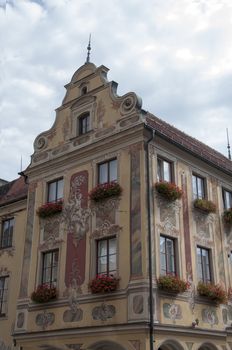 typical painted walls on german house in memmingen