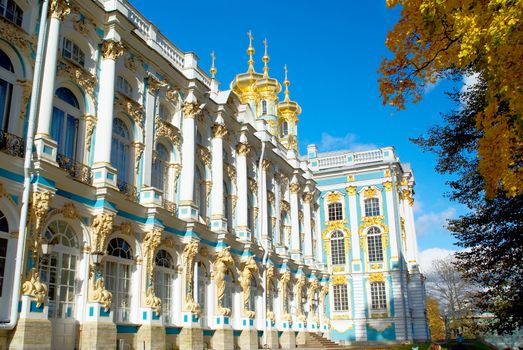 Palace in Pushkin with blue sky