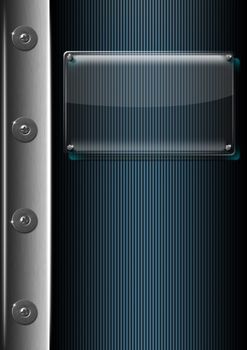 Glass or plexiglas framework on modern blue and metal background



