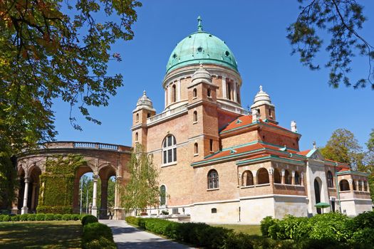 The main entrance to Mirogoj cemetery and Church of Christ the King, Zagreb, Croatia