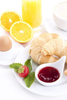 traditional french breakfast croissant isolated on white background