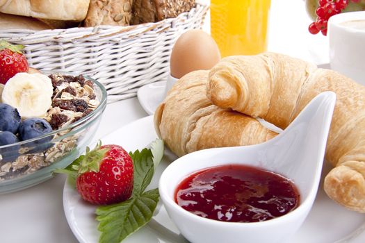 traditional french breakfast croissant isolated on white background