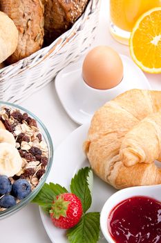 traditional french breakfast croissant isolated on white background